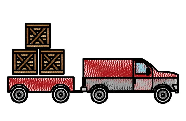 Boxes Truck Delivery Shipping Logistics Theme Isolated Design Vector Illustration — Stock Vector