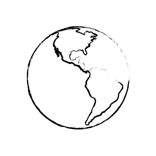 Planet Kontinenten Sfär Och Jorden Tema Isolerade Design Vektorillustration — Stock vektor