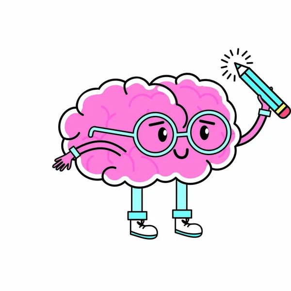 Desenho Animado Cérebro Tema Saúde Mental Design Isolado Ilustração Vetorial — Vetor de Stock