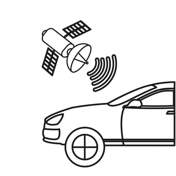 Automóvel de linha com tecnologia de conexão wi-fi via satélite — Vetor de Stock