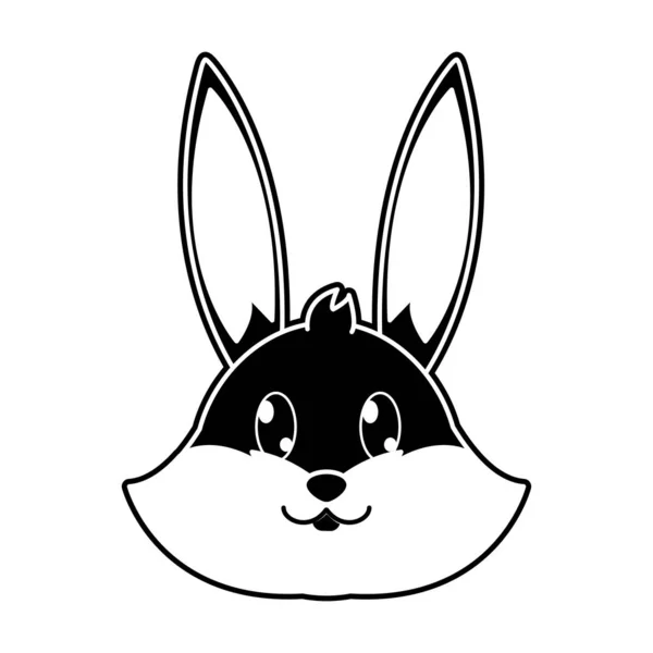 Silhouette rabbit head cute animal character — Stock Vector