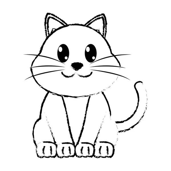 Grunge gato feliz personagem animal bonito —  Vetores de Stock