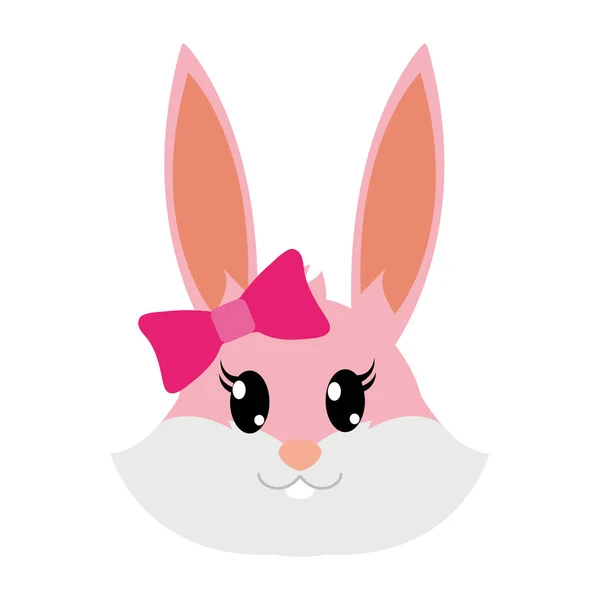 Colorful female rabbit head cute animal — Stock Vector