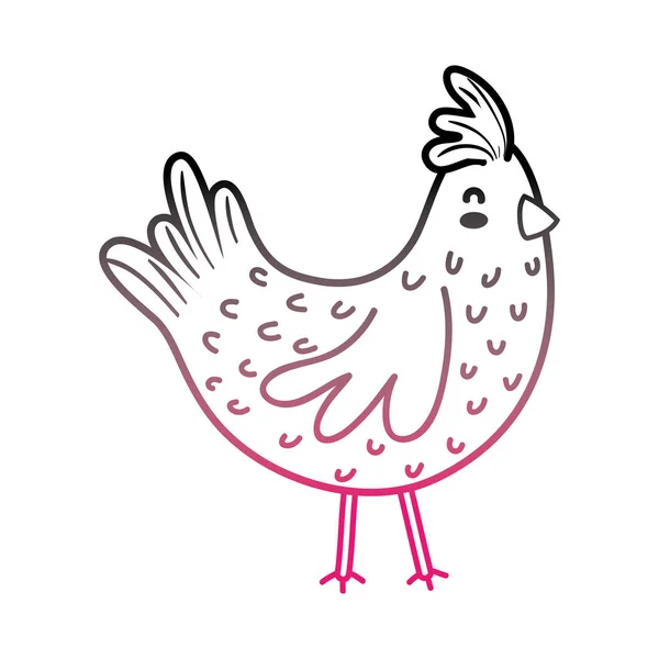 颜色线母鸡农场鸟动物与翼 — 图库矢量图片