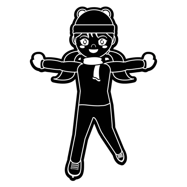 Grunge Drôle Fille Hiver Vêtements Vectoriel Illustration — Image vectorielle