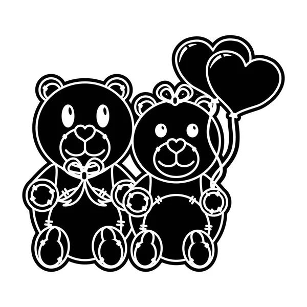 Teddy urso casal design — Vetor de Stock