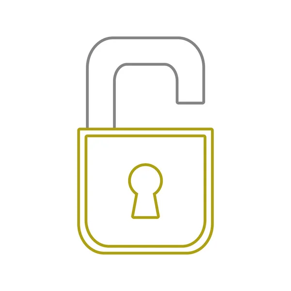 Jaune ligne de sécurité ouverte cadenas protection objet — Image vectorielle