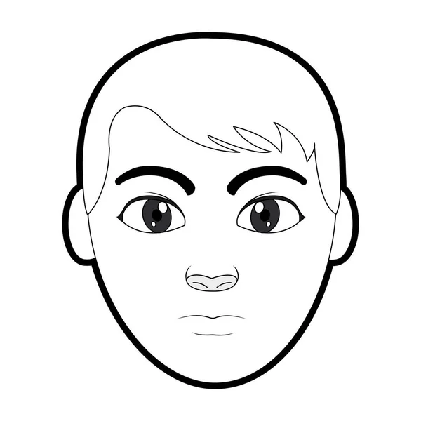 Contour avatar homme tête avec expression faciale et coiffure — Image vectorielle