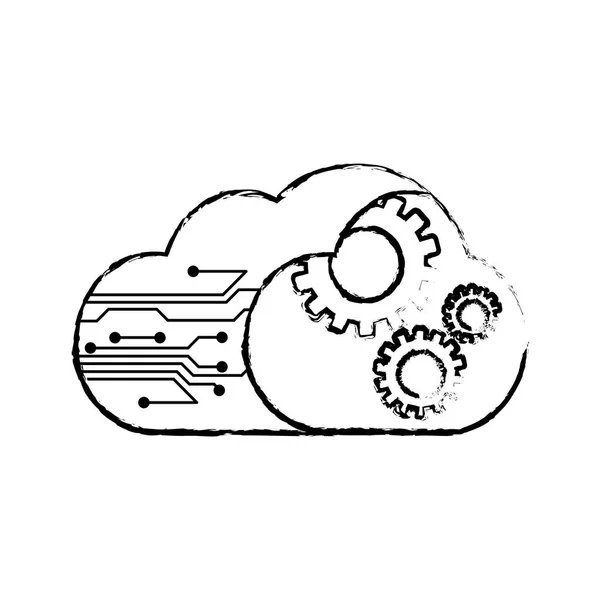 Cloud Computing Van Opslagtechnologie Virtuele Geïsoleerde Themaontwerp Vectorillustratie — Stockvector