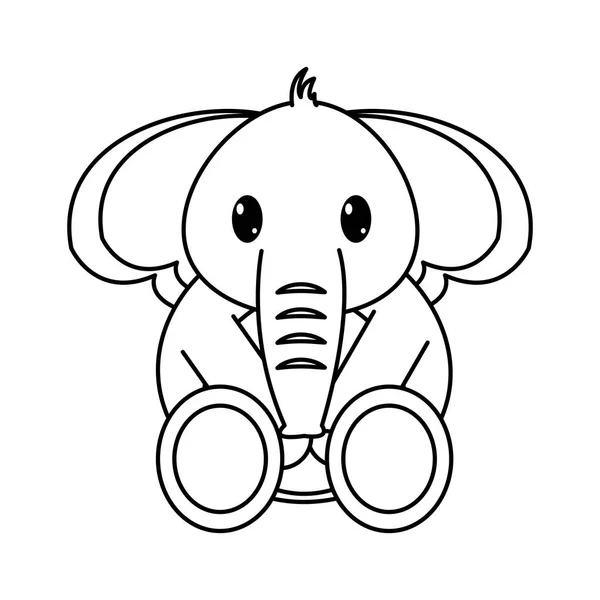 Linie Elefant niedlichen wilden Tier Charakter — Stockvektor