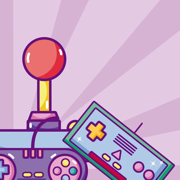 Retro Videgames Consolă Gamepads Desene Animate Vector Ilustrație Grafică Design — Vector de stoc