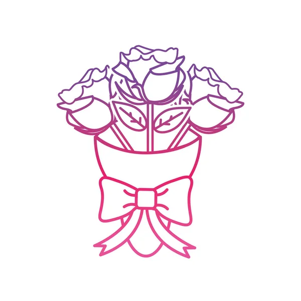 Degradace lemují krásné růže kytice s stuhou luk — Stockový vektor