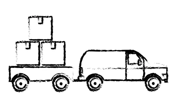 Scatola Camion Consegna Spedizione Logistica Tema Design Isolato Vettoriale Illustrazione — Vettoriale Stock