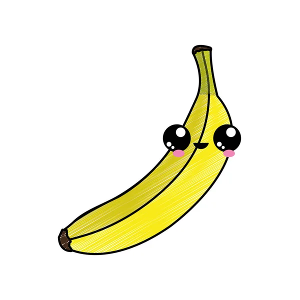 Banana Frutas Alimentos Saludables Orgánicos Tema Diseño Aislado Ilustración Vectorial — Vector de stock