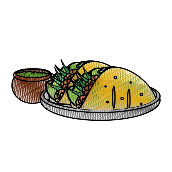 Burrito Mexikói Ételek Hagyományos Ételeket Téma Elszigetelt Design Vektor Illusztráció — Stock Vector