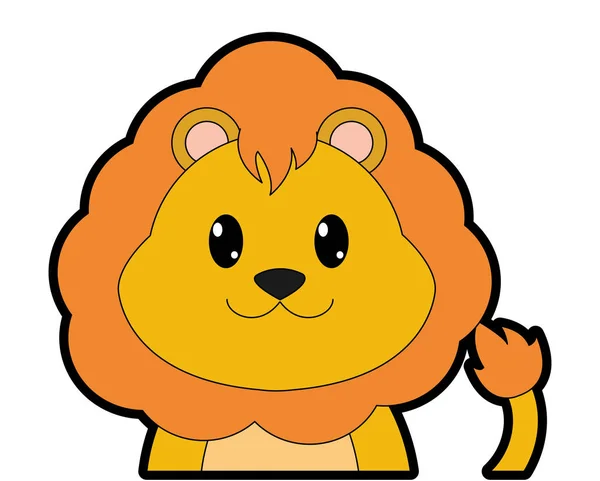 Полный цвет обожаемого льва симпатичный персонаж животного — стоковый вектор