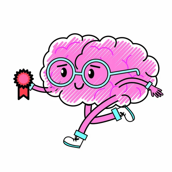 Caricature Cérébrale Thème Santé Mentale Conception Isolée Illustration Vectorielle — Image vectorielle