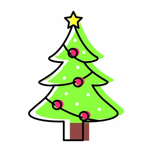 Икона Сосны Рождеством Сезонной Темой Изолированный Дизайн Векторная Иллюстрация — стоковый вектор