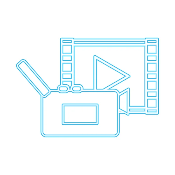 Farbsilhouette Videorecorder mit Wiedergabevideo — Stockvektor
