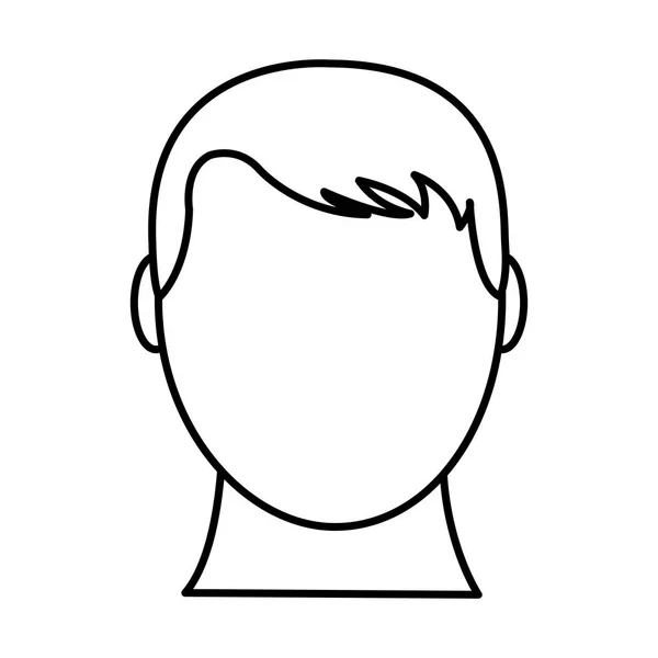 Line avatar man head with default face and hairstyle — Stock Vector