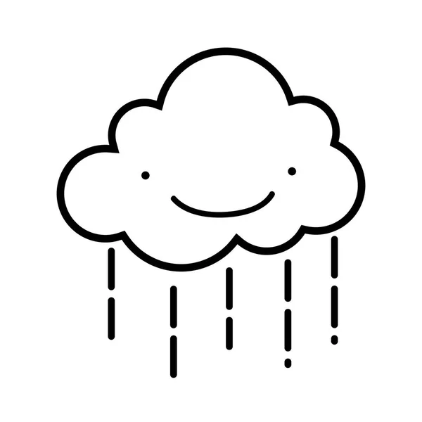ライン可愛い幸せ雲天気を雨が降っています。 — ストックベクタ