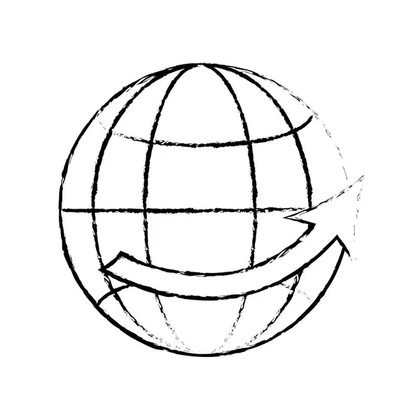 グローバルな球の惑星地球と世界のテーマ分離デザイン ベクトル イラスト — ストックベクタ