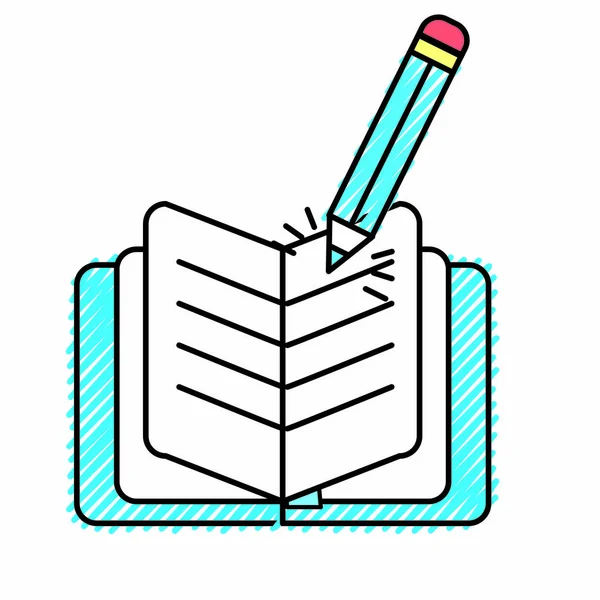 Libro Matita Educazione Letteratura Leggere Tema Design Isolato Illustrazione Vettoriale — Vettoriale Stock