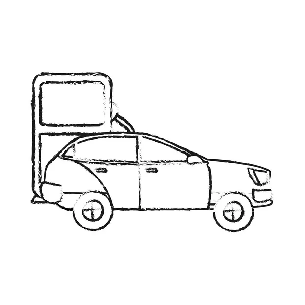 Grunge transporte de automóviles en la gasolinera de combustible — Vector de stock