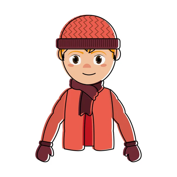 Niño con diseño de tela de invierno — Vector de stock