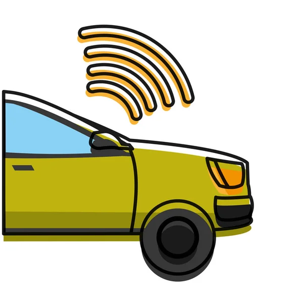 Conexão wifi digital de cor movida no transporte de carro — Vetor de Stock