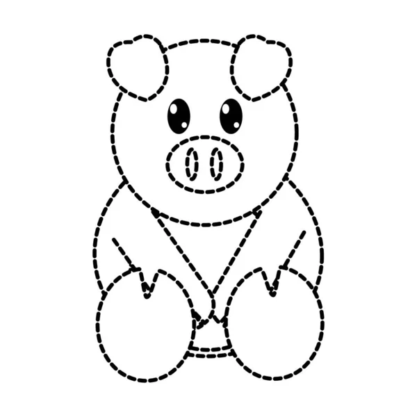 点線図形豚かわいいファーム動物キャラクター — ストックベクタ
