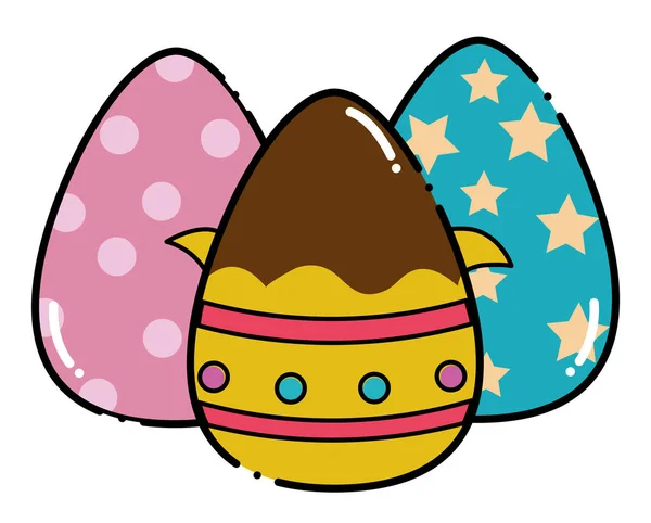 Color chocolate huevos Pascua decoraciones diseño — Vector de stock