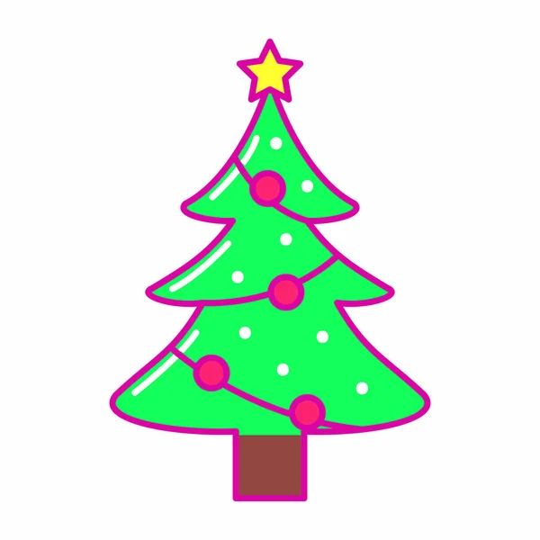 Ícone Árvore Pinheiro Feliz Natal Tema Temporada Design Isolado Ilustração — Vetor de Stock