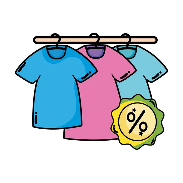 T-Shirts Kleidung Shopping mit Tag Prozent — Stockvektor