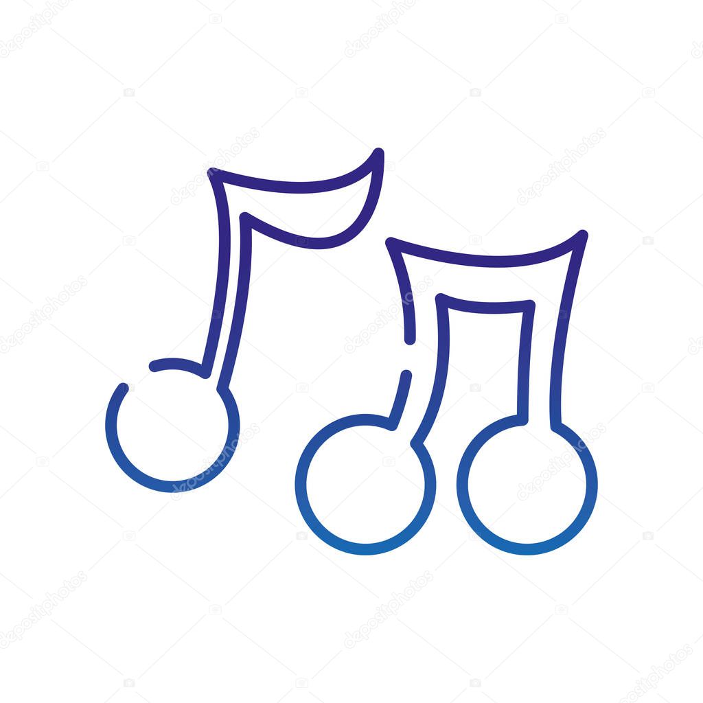 degraded line music notes tone with sound rhythm
