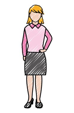 bluz ve saç tasarımı ile şık kadın doodle