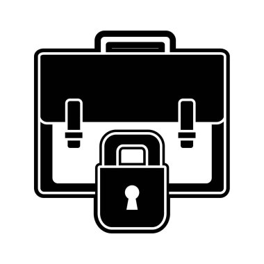 siluet iş evrak çantası nesnesiyle asma kilit güvenlik