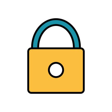 çizgi rengi yakın asma kilit koruma ve güvenlik sembolü için