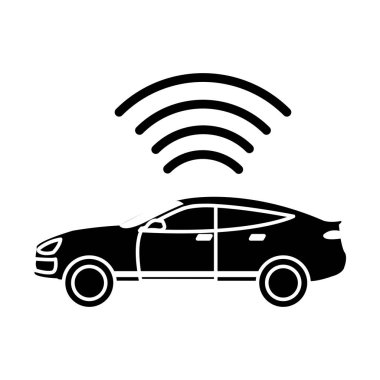 siluet araba taşıma dijital Wi-Fi bağlantısı ile