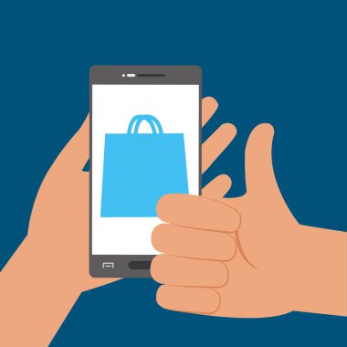 online alışveriş için smartphone teknoloji ile el