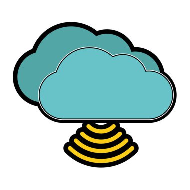 Bulut depolama teknolojisi ve sanal Tema izole tasarım vektör çizim bilgisayar