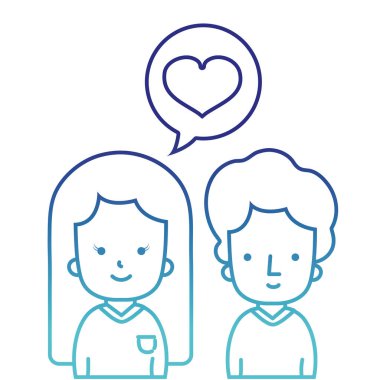 Mavi Çizgili çift kalp sohbet kabarcığı birlikte