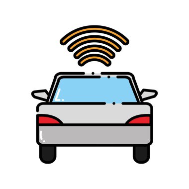 Kesikli çizgi araba taşıma ile wifi dijital bağlantı