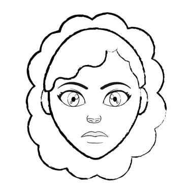 Grunge kadın baş profil saç modeli tasarımı ile