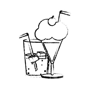 Soda ve milkshake içki içecek ve menü Tema izole tasarım vektör çizim