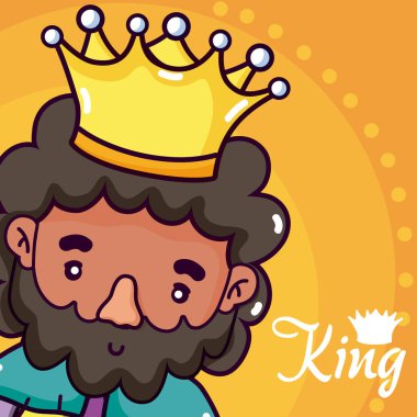 Sevimli kral taç ve sakal karikatür vektör çizim grafik tasarım ile