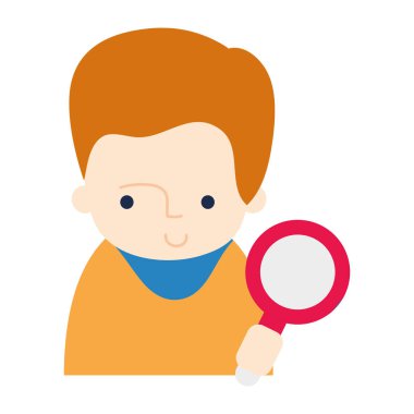 renkli saç modeli ve Büyüteç camı nesne adamla