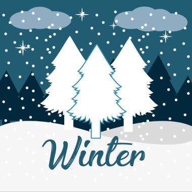 kış manzara wth çam ağaçları kar hava