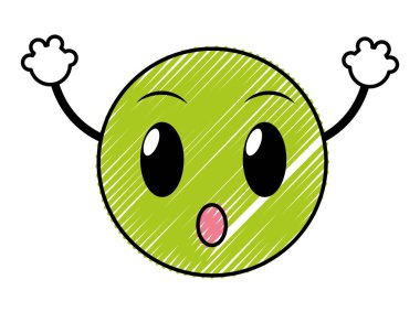 şok emoji yüz ifadesi kollu doodle