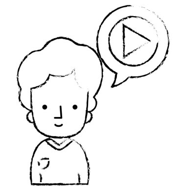 Grunge adam t-shirt ve video sohbet kabarcık içinde